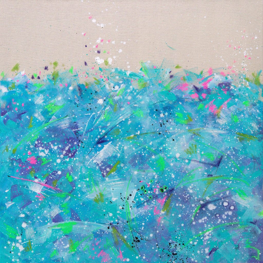 Abstraktes Bild-Blue Velvet-auf natuerlicher Leinwand