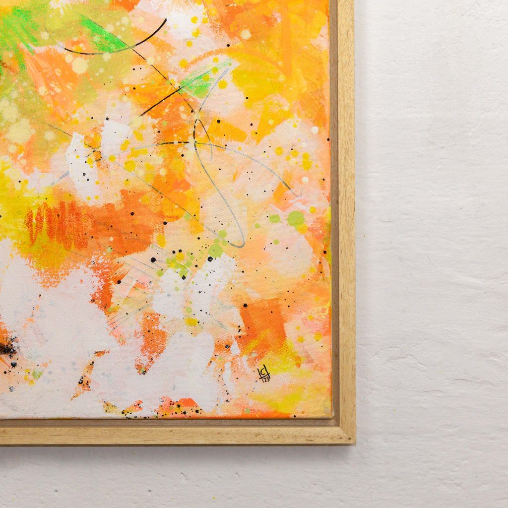 Rahmenansicht-Abstraktes Gemälde-Endless Summer-farbenfro in orange und gelb